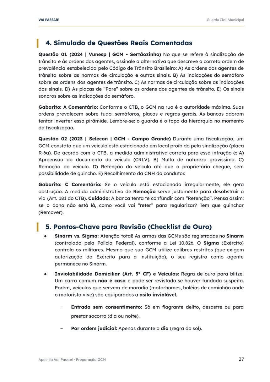 Página 37 da apostila Vai Passar!: Questões reais comentadas (Vunesp, Selecon) e checklist de revisão
